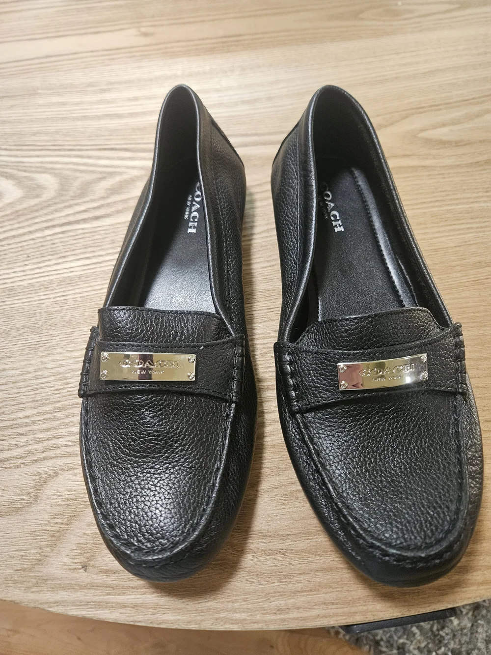 Coach Black Leather Penny Loafers for Women